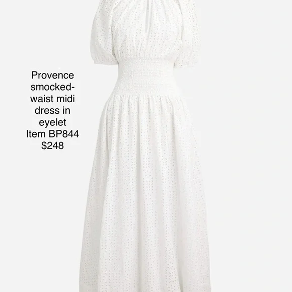 NWT J. Crew Provence smocked-waist midi dress in eyelet - Picture 2 of 12